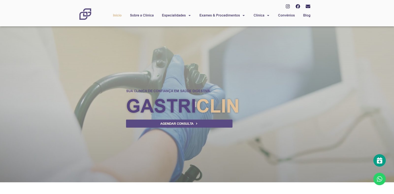 Página inicial do site GastriClin