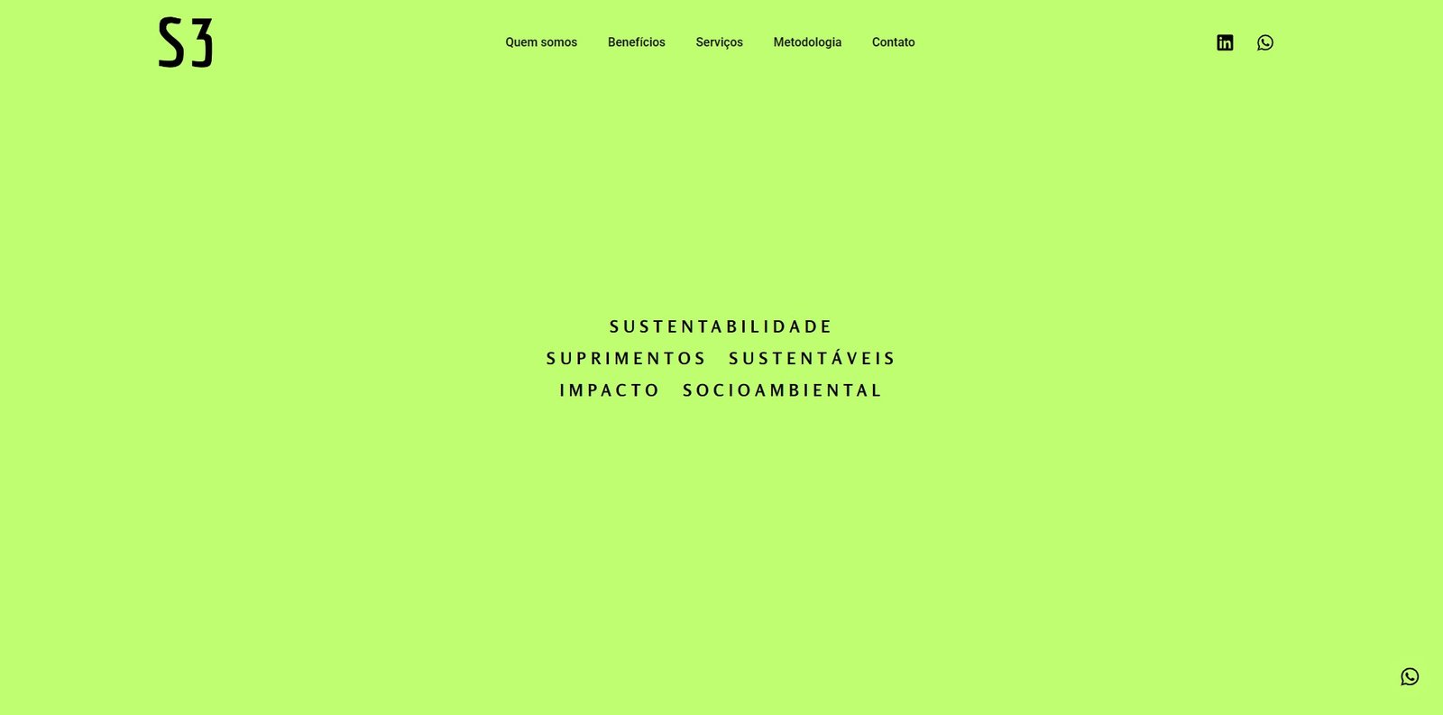 Página inicial do site S3 Sustentabilidade