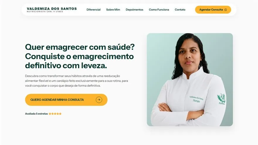 Página de Valdemiza Santos, nutricionista